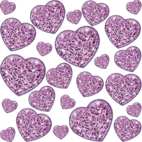 24 PCS ترتر القلب الحديد على البقع في 4 أحجام مقدمة بقع الحب اللامع المزخرفة لأكياس الملابس جاكيتات الجينز القبع in Kuwait