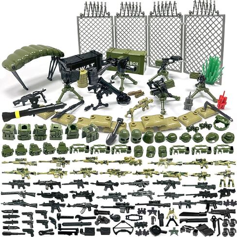 Military Weapon Pack, 171 Pcs WW2 Building Decoration Set, Military Soldier Weapon Sets, WW2 Building Decoration, Compatible with Major Brand in Saudi Arabia