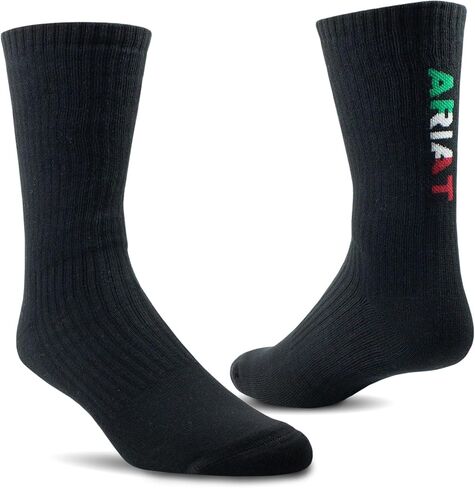 ARIAT Premium Cotton Crew, 3-Pair Pack, Color: Mexico Black, Size: L (AR2239-003-L) in Saudi Arabia