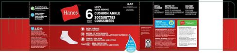 مجموعة جوارب Hanes Red Label للرجال مكونة من 6 جوارب للكاحل مبطنة، أسود، 6 رجال، أسود، 6 in Saudi Arabia
