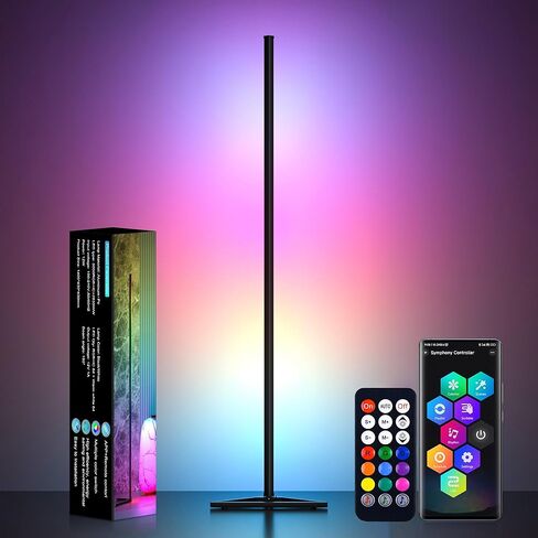 MIHEAL 2PCS Corner Floor Lamp, Synced Lights LED Control Floor Lamp RGB Light 56" Smart LED Corner Lamp App and Remote for Living Room Gaming Bedroom and Etc. in Saudi Arabia
