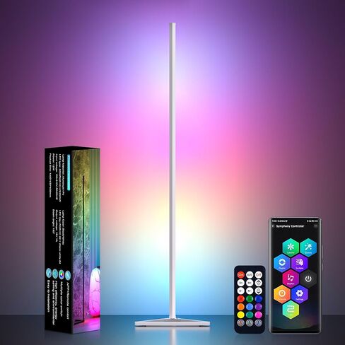 MIHEAL 2PCS Corner Floor Lamp, Synced Lights LED Control Floor Lamp RGB Light 56" Smart LED Corner Lamp App and Remote for Living Room Gaming Bedroom and Etc. in Saudi Arabia