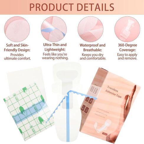 Nuanchu 20 Pcs Tucking Tape Tucking Kit T-tape for Trans Women, Crossdressers, Ultra-thin, Waterproof Silicone Gel, Comfortable, Pain-free Taping (See Video for Instructions) in Saudi Arabia
