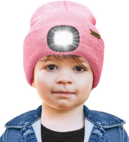 ATNKE Kids LED Lighted Beanie Cap,USB Rechargeable 4 LED Running Headlamp Bright Hat with Light Gifts for Boys and Girls in Saudi Arabia