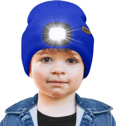 ATNKE Kids LED Lighted Beanie Cap,USB Rechargeable 4 LED Running Headlamp Bright Hat with Light Gifts for Boys and Girls in Saudi Arabia