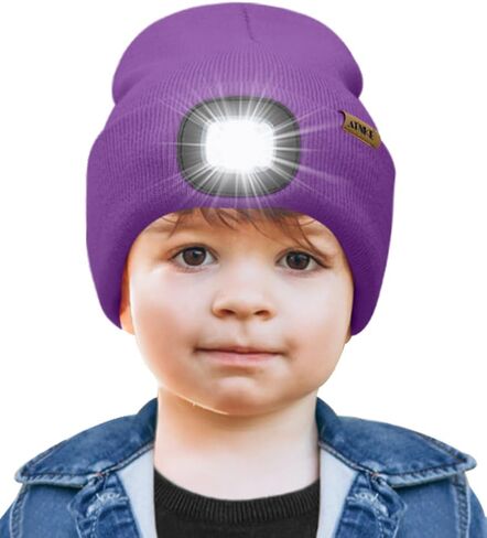 ATNKE Kids LED Lighted Beanie Cap,USB Rechargeable 4 LED Running Headlamp Bright Hat with Light Gifts for Boys and Girls in Saudi Arabia