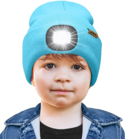 ATNKE Kids LED Lighted Beanie Cap,USB Rechargeable 4 LED Running Headlamp Bright Hat with Light Gifts for Boys and Girls in Saudi Arabia