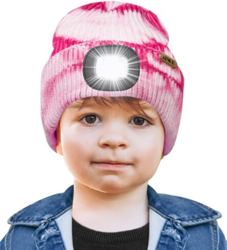ATNKE Kids LED Lighted Beanie Cap,USB Rechargeable 4 LED Running Headlamp Bright Hat with Light Gifts for Boys and Girls in Saudi Arabia