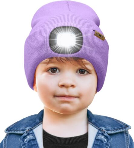 ATNKE Kids LED Lighted Beanie Cap,USB Rechargeable 4 LED Running Headlamp Bright Hat with Light Gifts for Boys and Girls in Saudi Arabia