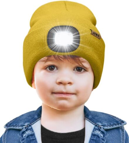 ATNKE Kids LED Lighted Beanie Cap,USB Rechargeable 4 LED Running Headlamp Bright Hat with Light Gifts for Boys and Girls in Saudi Arabia