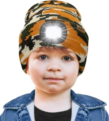 ATNKE Kids LED Lighted Beanie Cap,USB Rechargeable 4 LED Running Headlamp Bright Hat with Light Gifts for Boys and Girls in Saudi Arabia