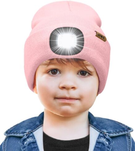 ATNKE Kids LED Lighted Beanie Cap,USB Rechargeable 4 LED Running Headlamp Bright Hat with Light Gifts for Boys and Girls in Saudi Arabia