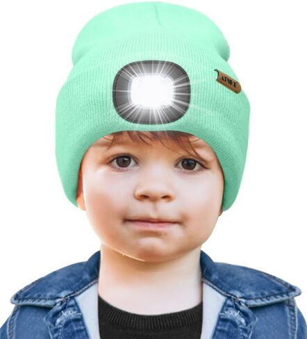 ATNKE Kids LED Lighted Beanie Cap,USB Rechargeable 4 LED Running Headlamp Bright Hat with Light Gifts for Boys and Girls in Saudi Arabia