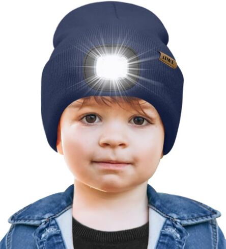 ATNKE Kids LED Lighted Beanie Cap,USB Rechargeable 4 LED Running Headlamp Bright Hat with Light Gifts for Boys and Girls in Saudi Arabia