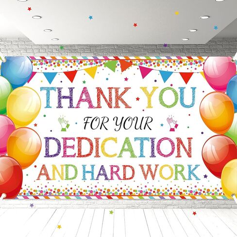 Thank You We Appreciate You Banner Backdrop Blue Gold Appreciation Party Decorations Thank You for All You Do Banner Backdrop Staff, Team Appreciation Week Teacher Staff Background Decor in Kuwait