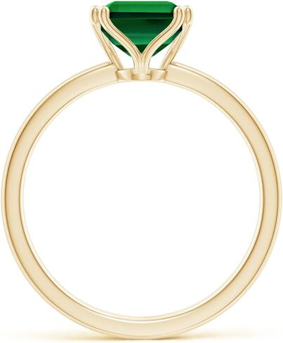 Angara Lab Grown Emerald Solitaire Engagement Ring for Women | Double Prong-Set Emerald-Cut Lab Emerald Ring in 14K Solid Gold/Platinum | May Birthday, Gemstone Jewellery Gift in Saudi Arabia