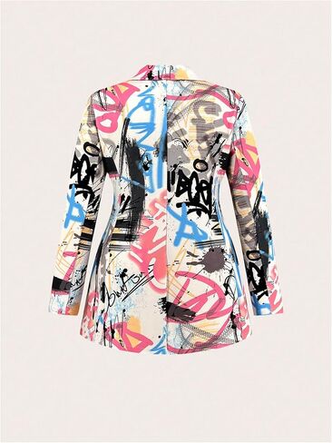 Floerns Women's Plus Size Graphic Long Sleeve Blazers Lapel Collar Casual Suit Jackets in Saudi Arabia