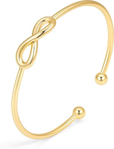 Gelbesty Infinity Love Knot Dainty Gold Bangle Bracelets for Women, 14K Gold Plated Adjustable 925 Silver Bracelet, Trendy Jewelry Gifts for Valentine's Day in Kuwait