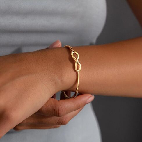 Gelbesty Infinity Love Knot Dainty Gold Bangle Bracelets for Women, 14K Gold Plated Adjustable 925 Silver Bracelet, Trendy Jewelry Gifts for Valentine's Day in Kuwait