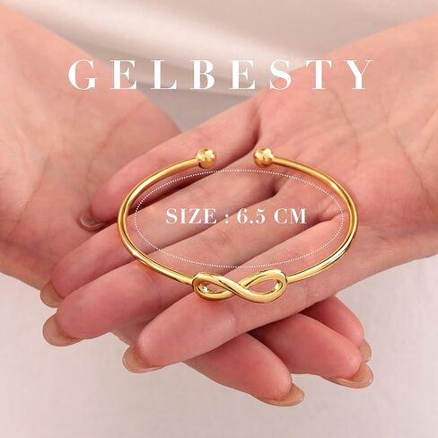 Gelbesty Infinity Love Knot Dainty Gold Bangle Bracelets for Women, 14K Gold Plated Adjustable 925 Silver Bracelet, Trendy Jewelry Gifts for Valentine's Day in Kuwait