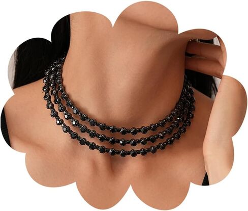 حجر الراين المختنق قلادة للنساء سباركلي طبقة كريستال المختنق قلادة أنيقة حفلة موسيقية الزفاف مجوهرات الزفاف in Kuwait