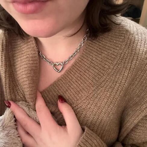 لطيف القلب المختنق قلادة مع وصلة مكتنزة الفولاذ المقاوم للصدأ رولو سلسلة الشرير قلادة المجوهرات هدية للنساء in Saudi Arabia
