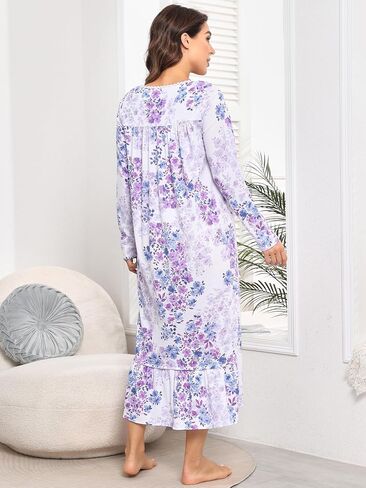 FMIRREO Long Sleeve Nightgowns for Women Soft Cotton Night Gowns Victorian Nightdress Vintage House Dress in Saudi Arabia