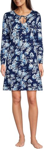 Lands' End Women's Cotton Interlock Long Sleeve Above the Knee Nightgown in Saudi Arabia