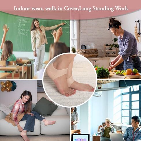 Wonder Care Pair of 2 Silicone Heels Protectors for Moisturizing Heels, Cracked Heel Protection, Relief Blister, Heel Spurs, and Plantar Fascitis Wrap| Heel Gel Socks| Stretchable| Unisex, Beige in Saudi Arabia