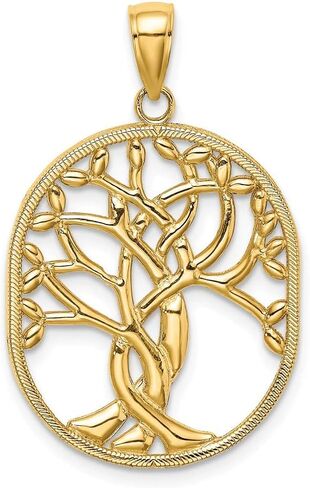 14K Yellow Gold Tree Of Life Celtic Knot In Oval Frame Pendant (1.21 x 0.83 inches) in Saudi Arabia