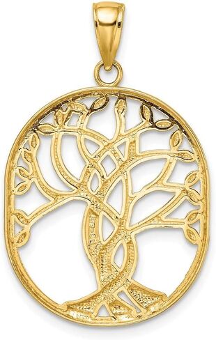 14K Yellow Gold Tree Of Life Celtic Knot In Oval Frame Pendant (1.21 x 0.83 inches) in Saudi Arabia