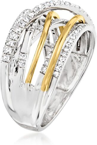Ross-Simons 0.50 ct. t.w. Diamond Highway Ring in Sterling Silver With 14kt Yellow Gold in Saudi Arabia