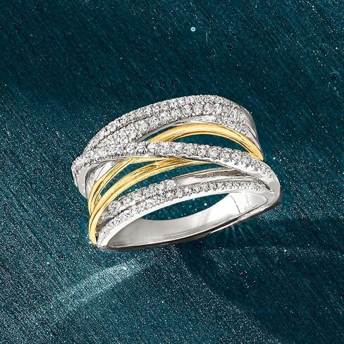 Ross-Simons 0.50 ct. t.w. Diamond Highway Ring in Sterling Silver With 14kt Yellow Gold in Saudi Arabia