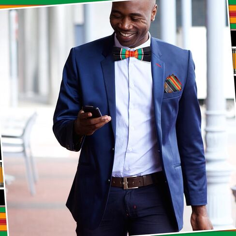 مجموعة من 3 قطع من ربطات العنق الأفريقية من Kente وربطة عنق مربعة للجيب للرجال إكسسوارات الملابس ربطة العنق المطبوعة الأفريقية وإكسسوارات شهر التاريخ الأسود للرجال in Saudi Arabia