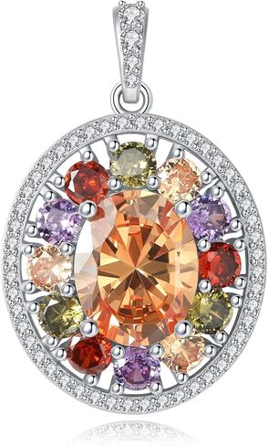 Valentine's Day Birthstone Pendant for Women Teardrop or Oval Pendant Only, Solid 925 Sterling Silver with Created Sapphire, Emerald, Ruby or Rainbow, Gift for Wife, Girlfriend, Mom。 in Saudi Arabia