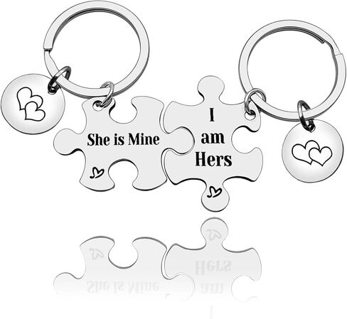 Funny Girlfriend Gift Keychain LGBT Lesbian Gift Gay Pride Keyring for Her Wife Couple Present for Girlfriend Wedding Valentine's Day Present Anniversary Keyring Puzzle Piece Keychains Set of 2 in Saudi Arabia