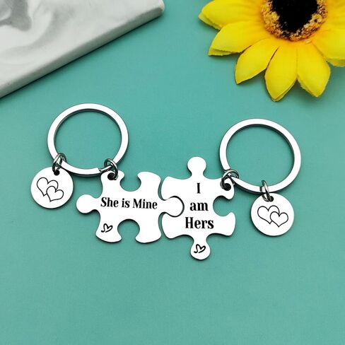 Funny Girlfriend Gift Keychain LGBT Lesbian Gift Gay Pride Keyring for Her Wife Couple Present for Girlfriend Wedding Valentine's Day Present Anniversary Keyring Puzzle Piece Keychains Set of 2 in Saudi Arabia