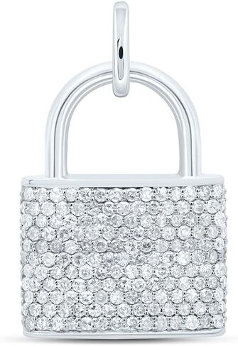 Jewels By Lux 10Kt Yellow or White Gold 5/8 Ctw Natural Diamond Lock Pendant in Saudi Arabia