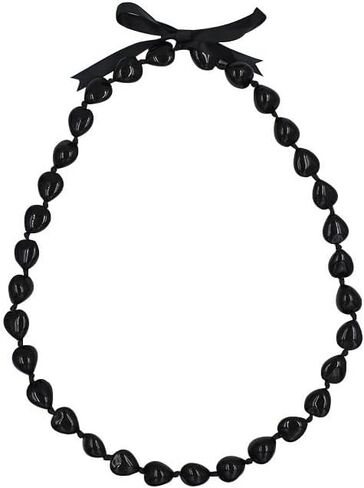 Colorful Class of 2025 Graduation Lei Kukui Nuts Lei Necklace Chunky Black Beaded Hawaiian Bow Necklace Imitation Kukui Nuts Graduation Gift for Students Teacher in Saudi Arabia