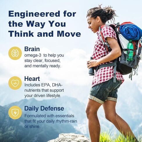 مكمل مركز زيت السمك أوميجا 3 1000 مجم، غني بحمض EPA وDHA، يدعم صحة القلب والمفاصل والدماغ والعين، ويعزز الصحة العامة، ويقوي جهاز المناعة، غير معدل وراثيًا | 200 كبسولة هلامية in Kuwait