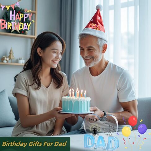 هدايا عيد الميلاد للأب من ابنة الابن والزوجة، هدية عيد ميلاد رقيقة لعيد الشكر للأب، لوحة علامة قلب أكريليك تعرض 3.9 × 3.7 بوصة in Kuwait