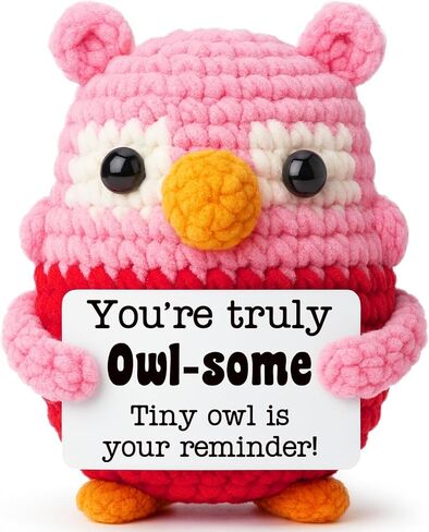 Pink Owl Crochet for Wife, Handmade Romantic Keepsake from Husband, Cute Mini Collectible to Celebrate Marriage Love, Unique Valentine’s Day or Birthday Present for Her in Saudi Arabia