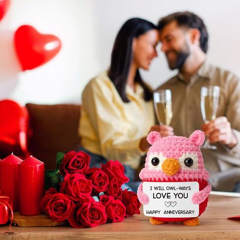 Pink Owl Crochet for Wife, Handmade Romantic Keepsake from Husband, Cute Mini Collectible to Celebrate Marriage Love, Unique Valentine’s Day or Birthday Present for Her in Saudi Arabia