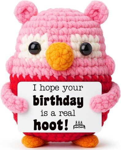 Pink Owl Crochet for Wife, Handmade Romantic Keepsake from Husband, Cute Mini Collectible to Celebrate Marriage Love, Unique Valentine’s Day or Birthday Present for Her in Saudi Arabia