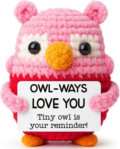 Pink Owl Crochet for Wife, Handmade Romantic Keepsake from Husband, Cute Mini Collectible to Celebrate Marriage Love, Unique Valentine’s Day or Birthday Present for Her in Saudi Arabia