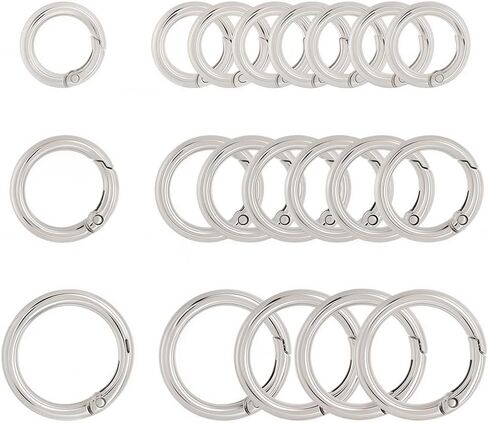 1 Box 18Pcs 3 Sizes Spring Oval Ring Clasp Carabiner Keychain Clip Alloy Silver Smooth Open Keyring Buckle Small Gate Rings for Purse Jewelry Making Bags Keychain Lanyard Supplies DIY Craft in Saudi Arabia