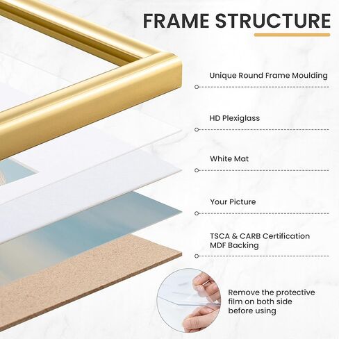 12x16 Picture Frame, Display Pictures 9x12 with Mat or 12x16 Without Mat, Wall Hanging Photo Frame, Gold, 1 Pack in Saudi Arabia