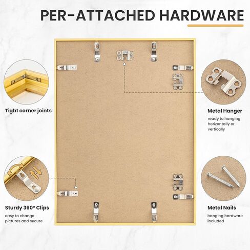 12x16 Picture Frame, Display Pictures 9x12 with Mat or 12x16 Without Mat, Wall Hanging Photo Frame, Gold, 1 Pack in Saudi Arabia