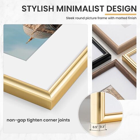 12x16 Picture Frame, Display Pictures 9x12 with Mat or 12x16 Without Mat, Wall Hanging Photo Frame, Gold, 1 Pack in Saudi Arabia