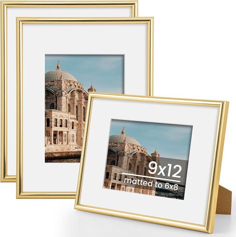 12x16 Picture Frame, Display Pictures 9x12 with Mat or 12x16 Without Mat, Wall Hanging Photo Frame, Gold, 1 Pack in Saudi Arabia